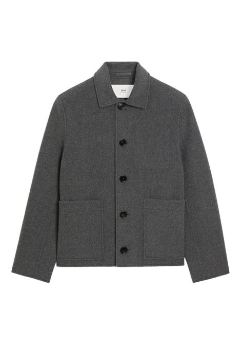 boxy buttoned jacket man grey AMI PARIS | HJK844.WV0022055